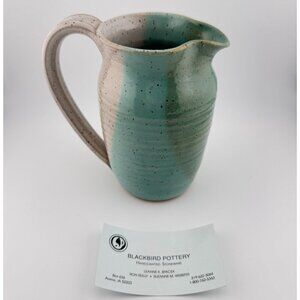 Blackbird Pottery Pitcher Hand Made in Iowa Midwest Stoneware Creamer